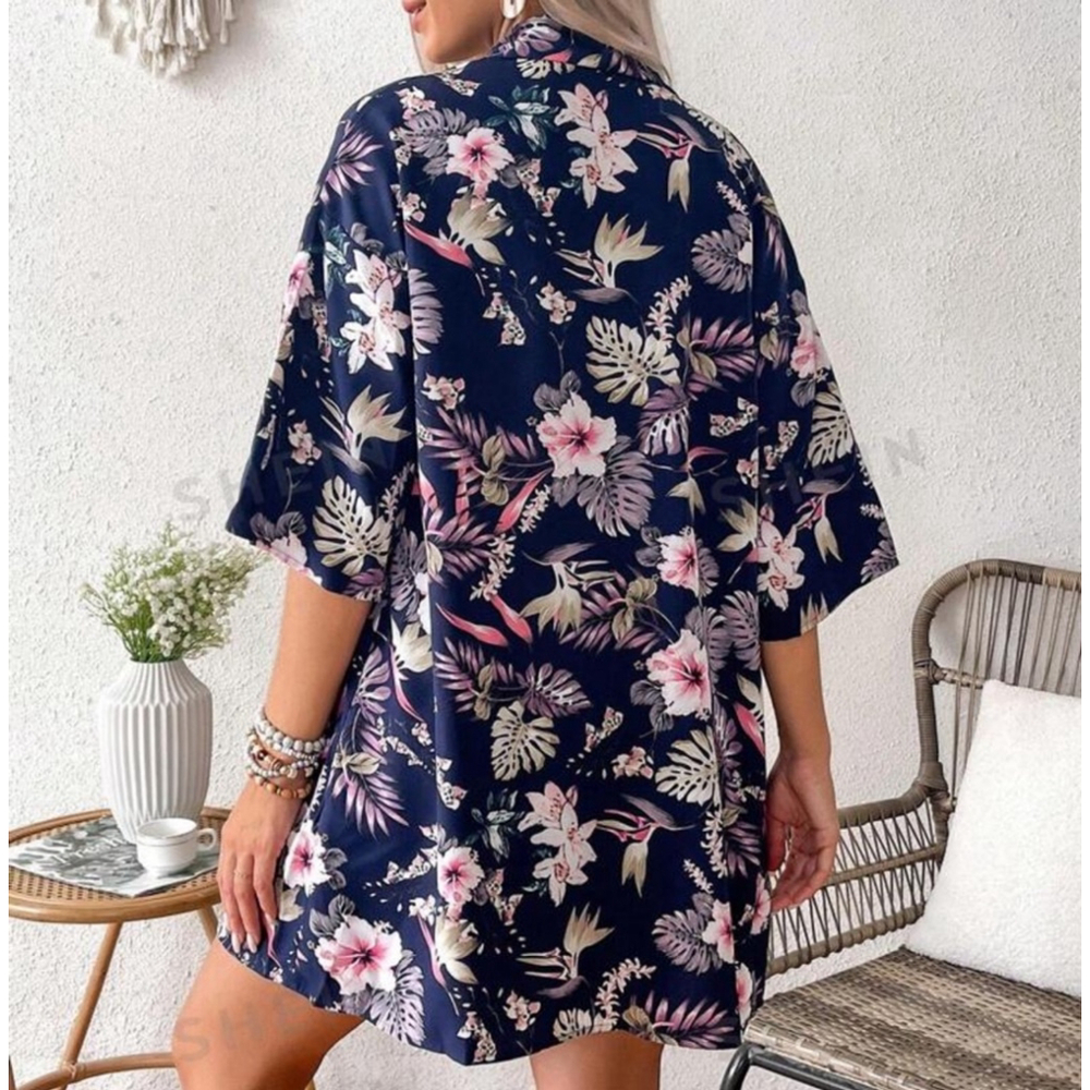 SHEIN Tropical Plant Printed Kimono - Picture 1 of 6